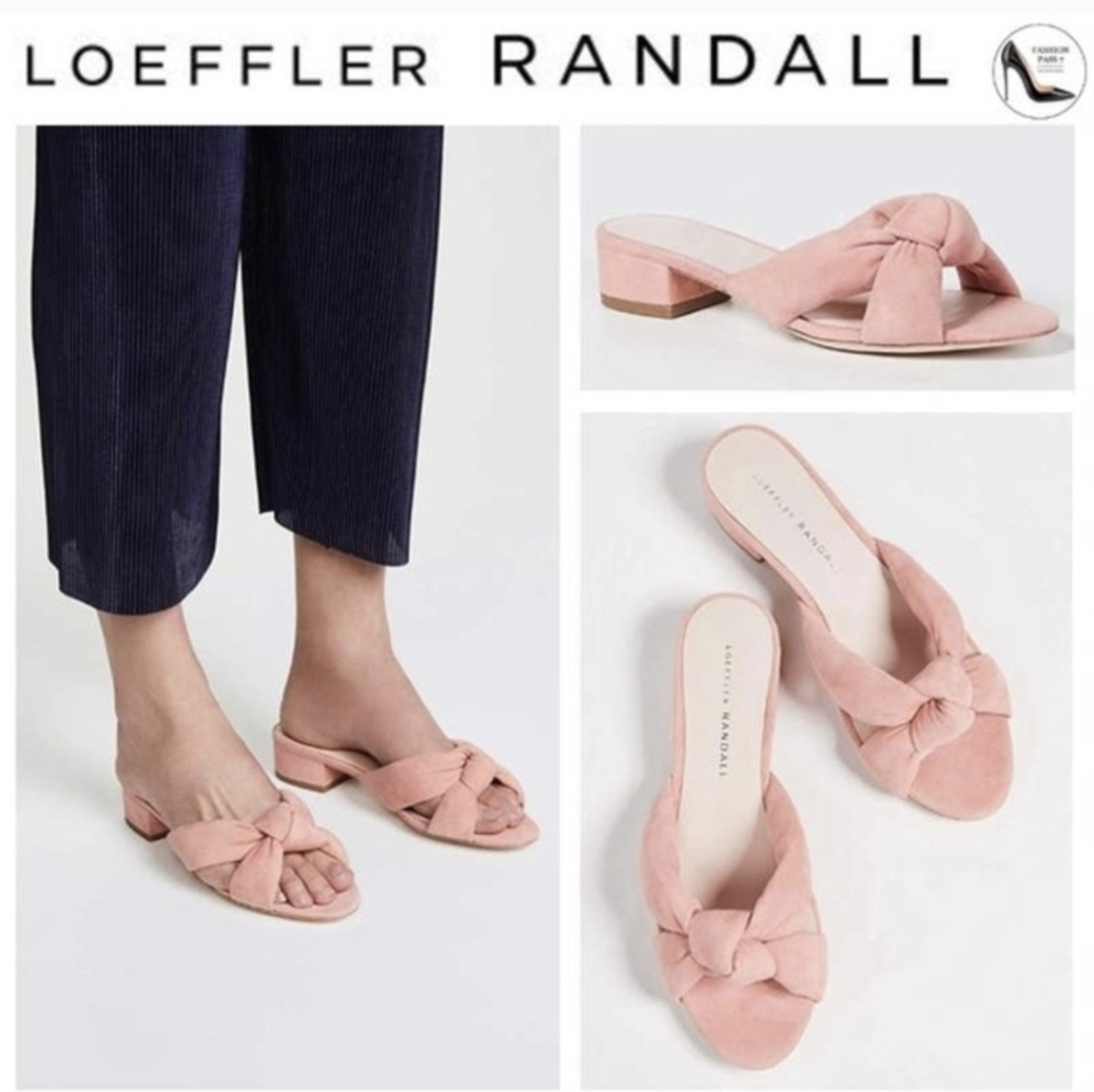 Loeffler Randall Elsie Suede Leather Knot Mules Slide Open Toe Sandals(9.5)